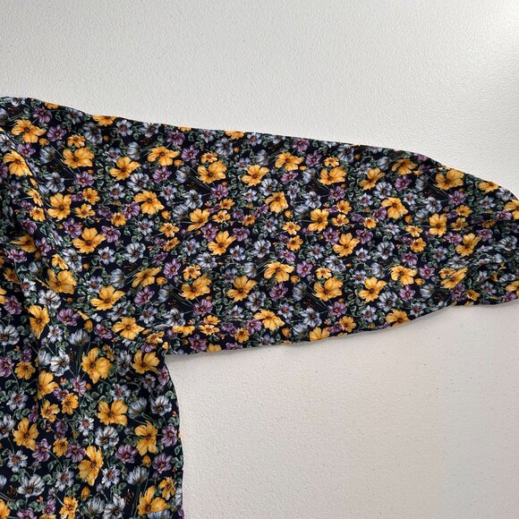 Shein Curve 4XL Floral Long Sleeve Mini Dress Zipper Babydoll Cottage Swing Boho - Picture 6 of 10